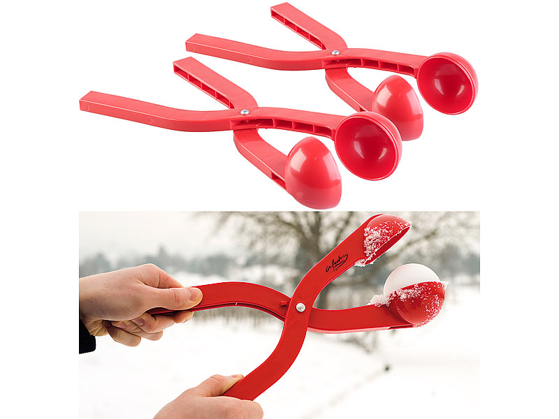 2er-Set Profi-Schneeballzange für Schneebälle mit Ø 7 cm, rot