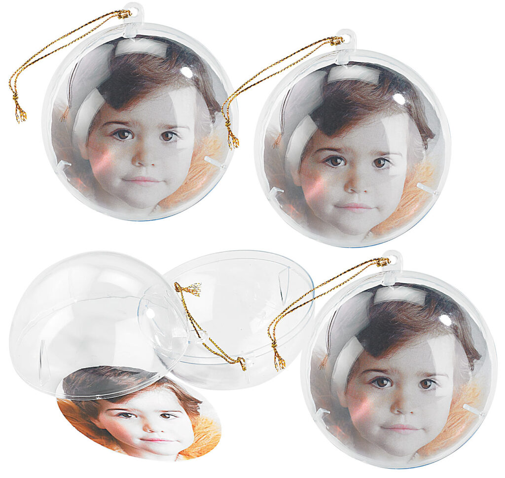 4er-Set transparente Weihnachtsbaum-Kugel für Ihre Fotos