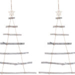 2 Deko-Holzleitern in Weihnachtsbaum-Form zum Aufhängen, 48 x 78 cm