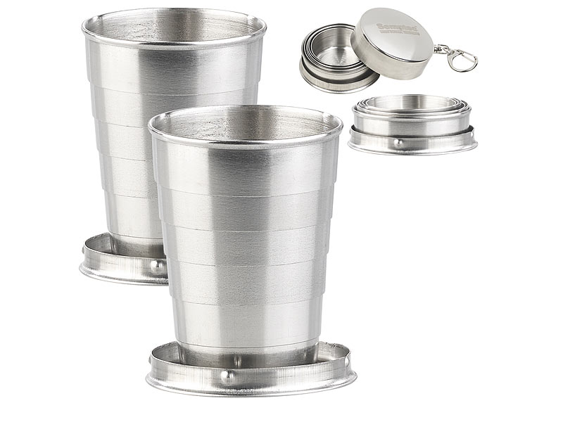 2er-Set Mini-Teleskopbecher (je 3 cl) mit Schlüsselanhänger 2er-Set Mini-Teleskopbecher (je 3 cl) mit Schlüsselanhänger