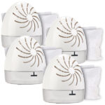 4er-Set Raumentfeuchter mit 2 Granulat-Packs, bis 100 ml/Tag, bis 10 m²