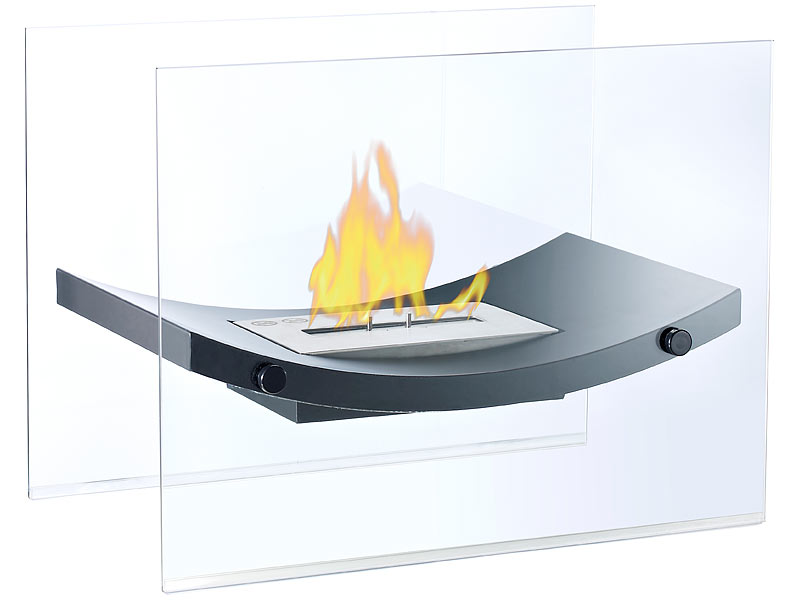 Gläserner Standkamin mit Edelstahlkammer für Bio-Ethanol