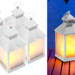4er Pack LED-Laterne mit realistischem Flammenspiel und Timer, weiss