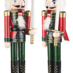 2er Pack Handbemalter Deko-Nussknacker im Erzgebirge-Stil, 48,5 cm