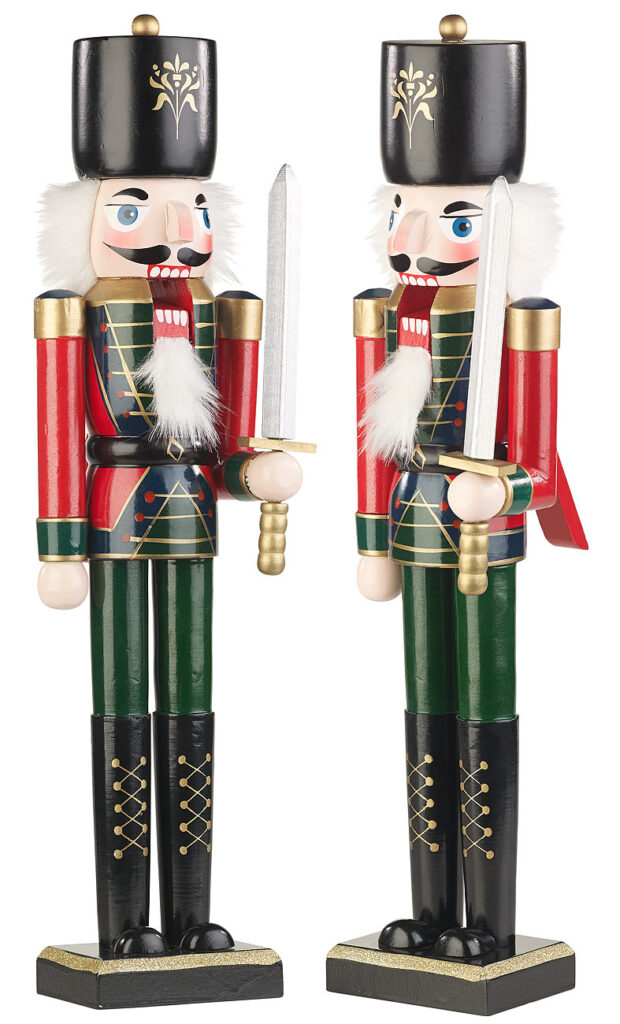 2er Pack Handbemalter Deko-Nussknacker im Erzgebirge-Stil, 48,5 cm