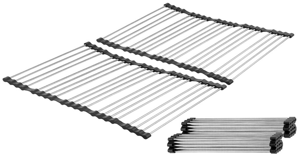 2er-Set faltbare XXL-Edelstah l Abtropf-Auflagen, 55 x 45cm