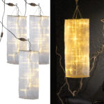 3er-Set Organza-Lichterschlauch-Skulpturen mit 20 LEDs, 60 cm