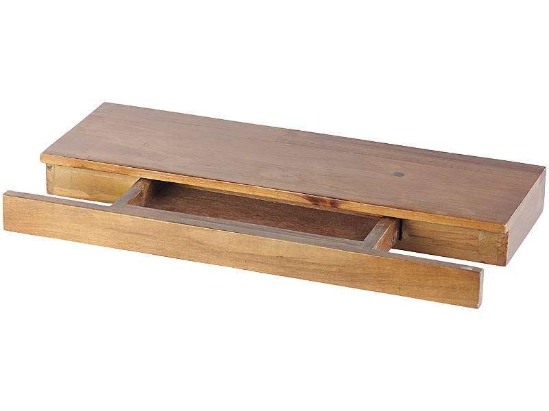 Wandregal aus Zedernholz mit versteckter Schublade, 50 x 5 x 18cm