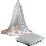 Kinder-Betthimmel mit Insektenschutz, grau, zusammenfaltbar