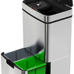 Design-Mülltrenn-System mit Sensor, 4 Behälter, Edelstahl, 72 Liter