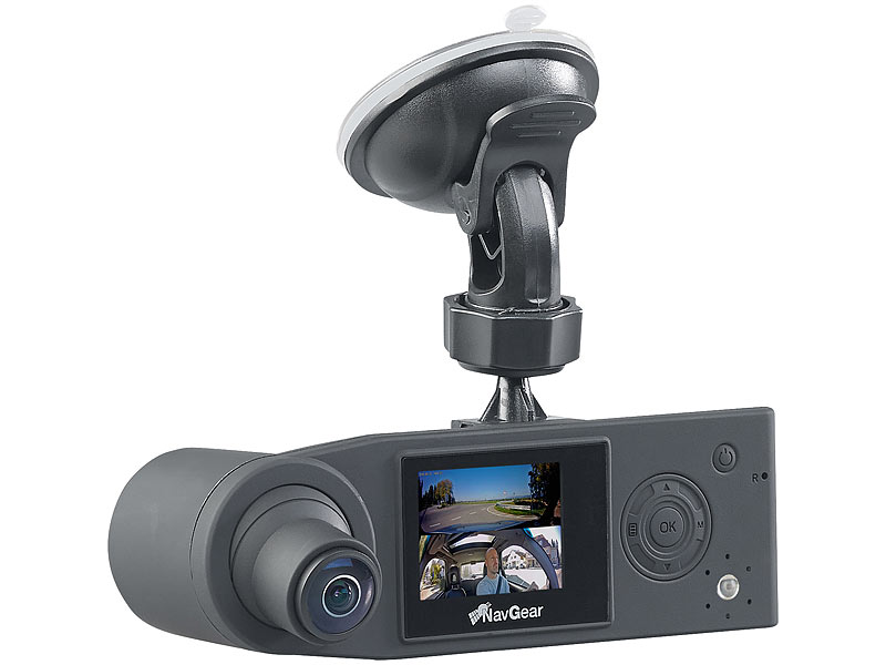 Full-HD-Dashcam mit 2 Kamerasfür 360°-Panorama-Sicht, G-Sensor