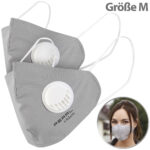 2er-Set Mund-Nasen-Stoffmasken mit Ventil, waschbar, Grösse M
