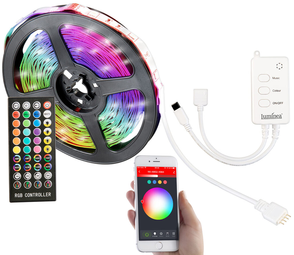 WLAN-RGB-LED-Streifen mit Sound-Steuerung, App, Sprachsteuerung, 5 m