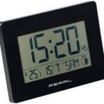Funk-Wanduhr mit Jumbo-Uhrzeit, Temperatur- & Datums-Anzeige, schwarz