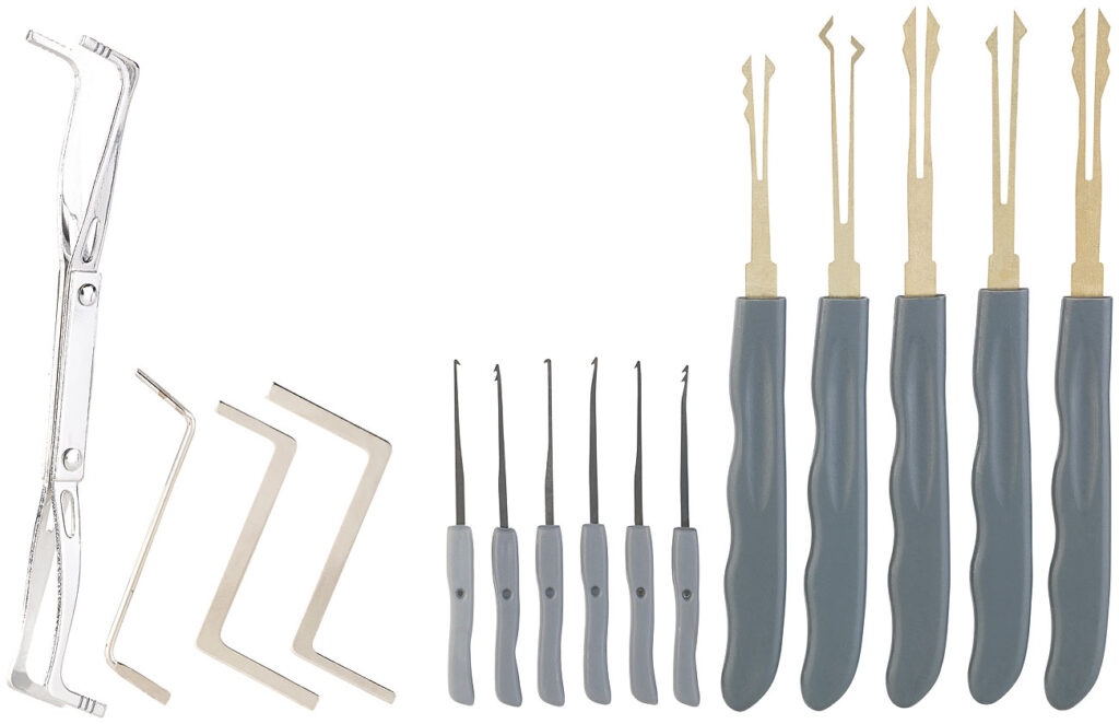 Profi-Lockpicking-Set mit 30-teiliger Dietrich-Tasche & Übungs-Schloss