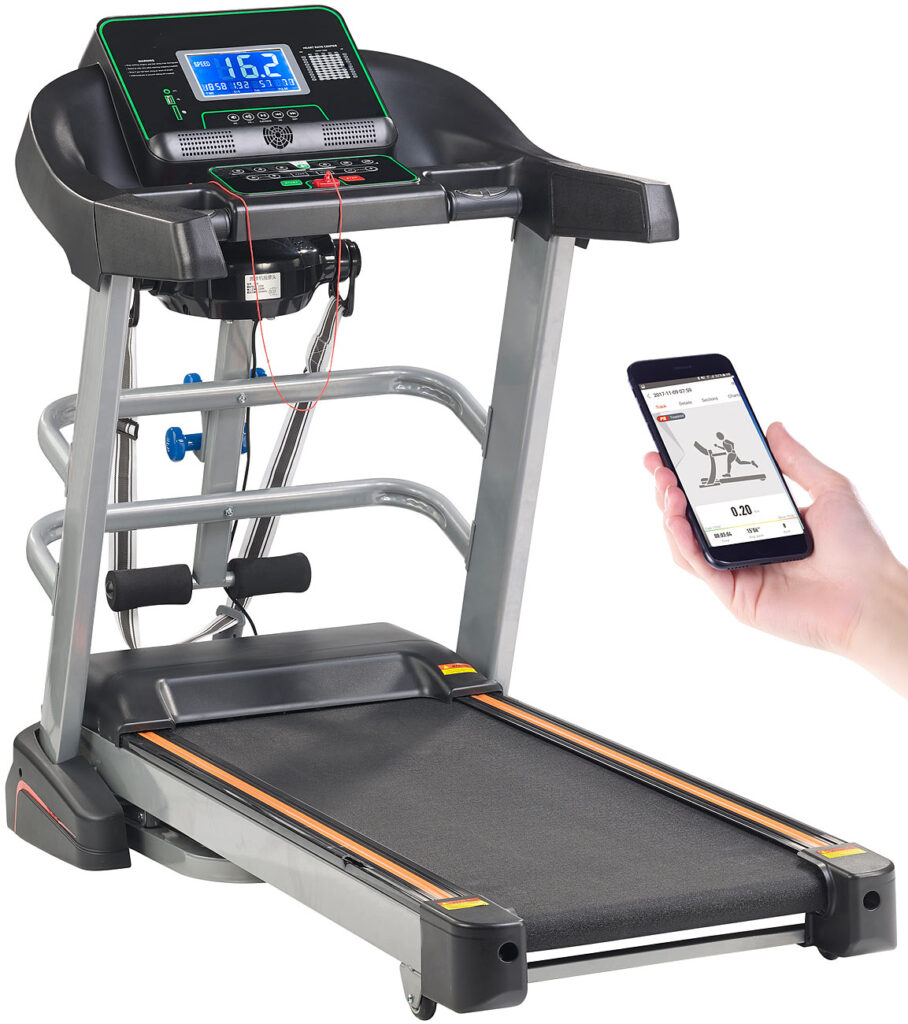 Profi-Laufband & Fitness-Station, App, Bluetooth, 18 km/h, 1.865 Watt