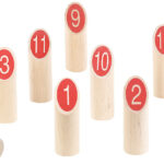 Wikinger-Kegel-Spiel aus Massivholz, für draussen, mit Transporttasche