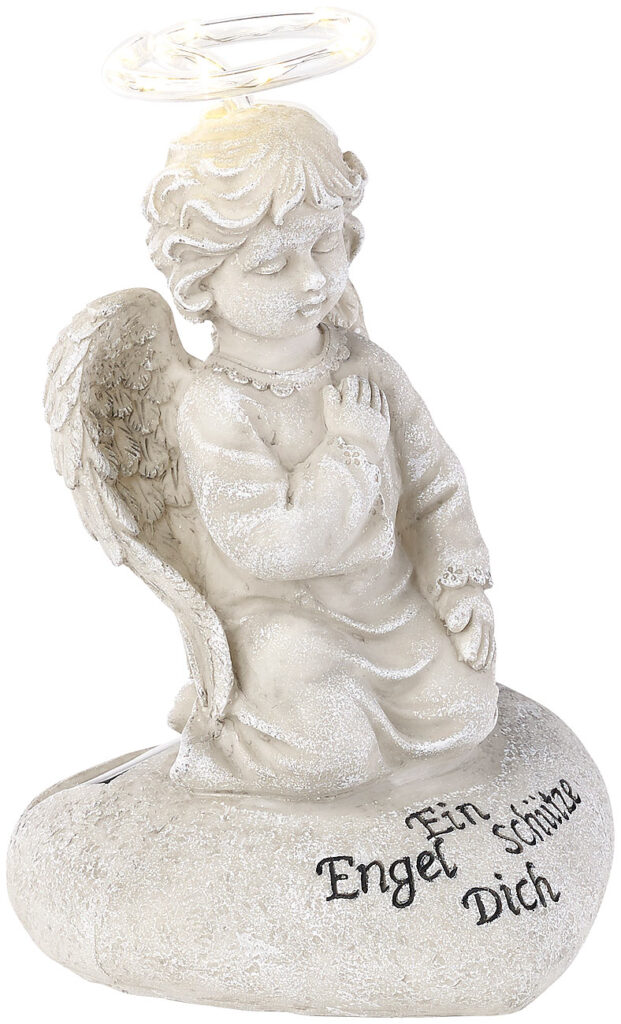Schutzengel-Figur mit Solar-LED-Licht, 7 LEDs, 20 cm, IP44