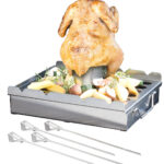 5in1-Grill-Aufsatz aus Edelstahl, 4 Spiesse, für Hähnchen, Gemüse & Co.