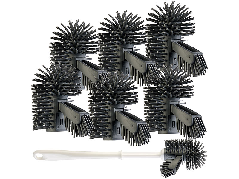 6er-Set Silikon-Bürstenköpfe mit Spülrandreiniger für WC-Bürste WG-90