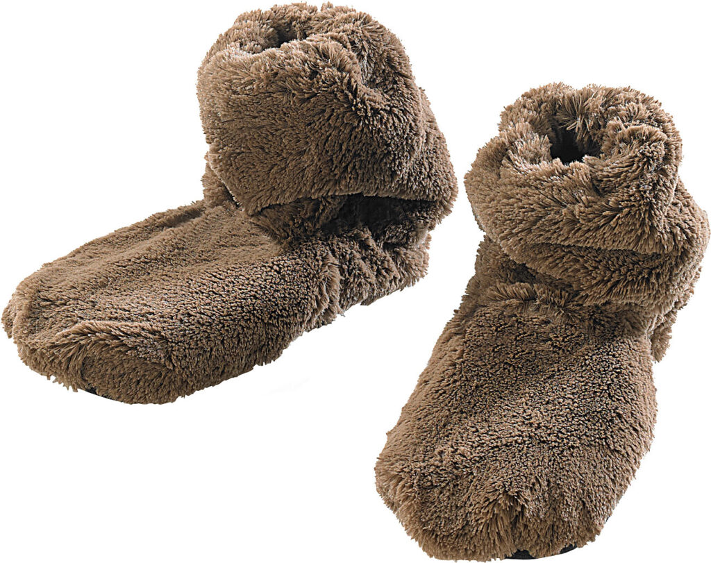 Aufwärmbare Flausch-Stiefel mit Traubenkern-Füllung, Grösse 42 – 44
