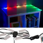 LED-Glasbodenbeleuchtung mit Fernbedienung: 6 Klammern mit 18 RGB-LEDs