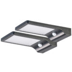 2er-Set Solar-LED-Wandleuchten, PIR-Sensor & Nachtlicht, IP44, 350 lm