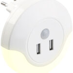 LED-Steckdosen-Nachtlicht mit PIR- und Lichtsensor, 2x USB (10 Watt) LED-Steckdosen-Nachtlicht mit PIR- und Lichtsensor, 2x USB (10 Watt)