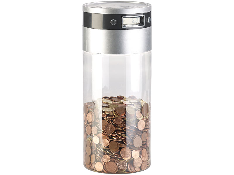 XXL-Spardose mit elektronischem Münz-Zählwerk und LCD-Display, 3,8 l