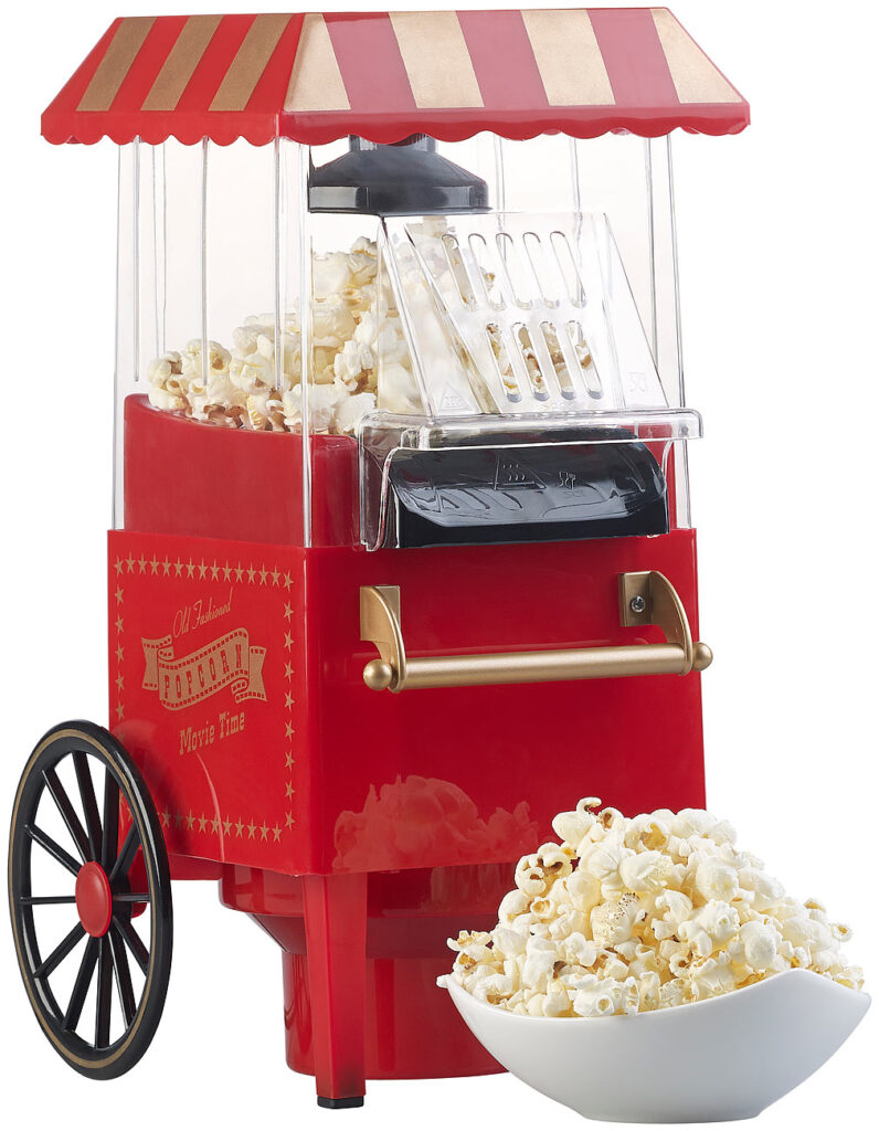 Retro-Heissluft-Popcorn-Maschine, Miniatur-Rollwagen-Optik,1.200 Watt