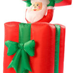 Selbstaufblasender XXL Santa im Geschenk, 150 cm, animiert