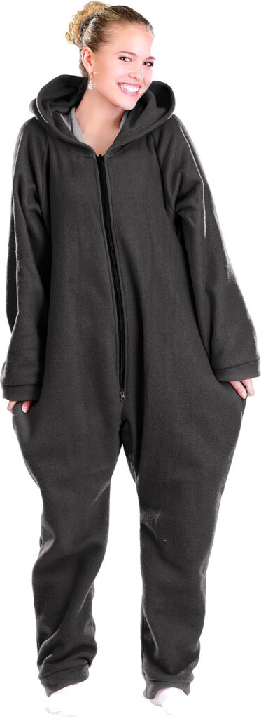 Jumpsuit aus flauschigem Fleece, schwarz, Grösse XXL