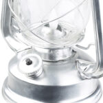 LED-Sturmleuchte im Öllampen-Design, Flammen-Imitation, silberfarben