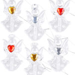 6er-Set Glas-Anhänger Engel mit Herz, handgefertigt, je 46 x 28 mm 6er-Set Glas-Anhänger Engel mit Herz, handgefertigt, je 46 x 28 mm