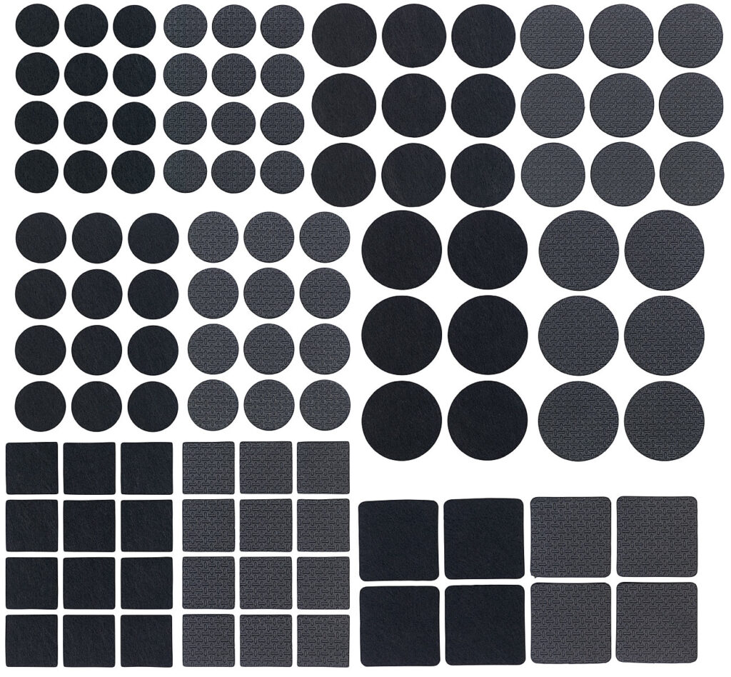 110-teiliges Filzgleiter- und Möbelpuffer-Set, selbstkleben, schwarz