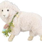 Deko-Osterlamm zum Hinstellen, handgefertigt, mit Kunstpelz, 13,5cm