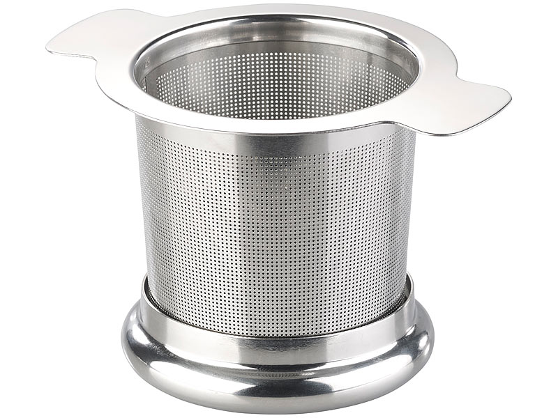 Edelstahl-Teesieb micro-geätzt mit Deckel, für Tassen & Kannen