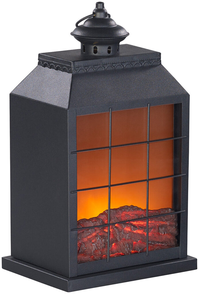 Elektro-Deko-Kamin, Flammen-Optik, USB- & Batterie-Betrieb, 38cm Höhe