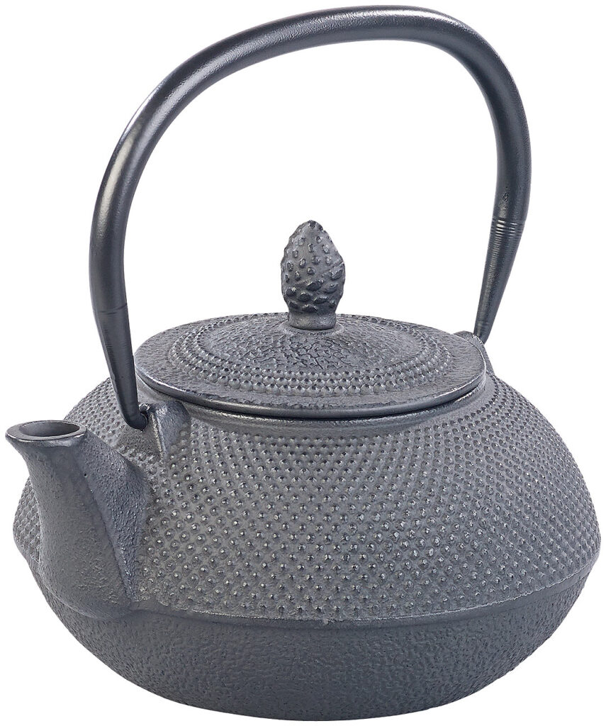 Asiatische Teekanne aus Gusseisen mit Edelstahl-Sieb, 0,9 l, schwarz