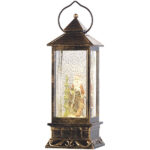 LED-Laterne mit Schneewirbel und Deko-Weihnachtsmann, warmweiss LED-Laterne mit Schneewirbel und Deko-Weihnachtsmann, warmweiss