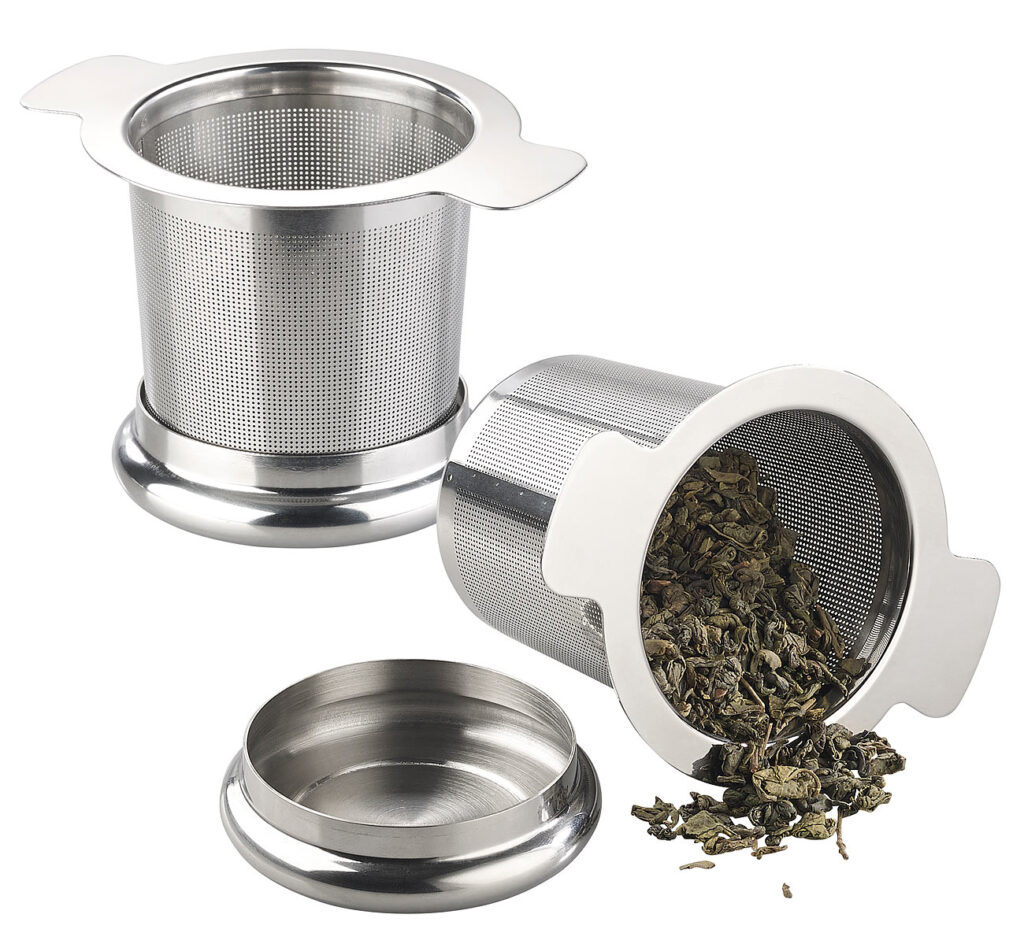 2er-Set Premium-Edelstahl-Teesieb Micro-Geätzt mit Deckel für Tassen