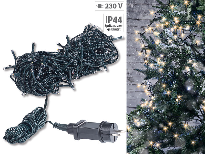 LED-Lichterkette mit 160 LEDs für innen & aussen, IP44, warmweiss, 16 m