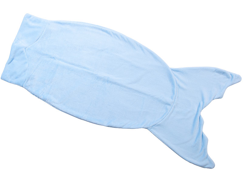 Weiche Meerjungfrau-Decke mit Flosse für Kinder, 140 x 60 cm, hellblau