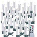 30er-Set LED-Weihnachtsbaumkerzen mit Fernbedienung und Timer, Silber