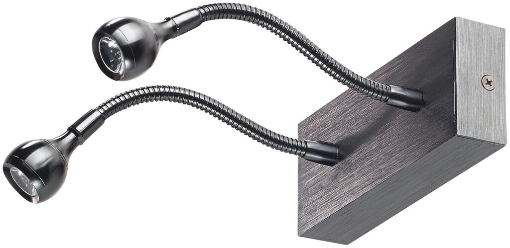 LED-Bett- und Lese-Doppel-Leuchte mit Schwanenhals, Wandmontage, 2 W LED-Bett- und Lese-Doppel-Leuchte mit Schwanenhals, Wandmontage, 2 W