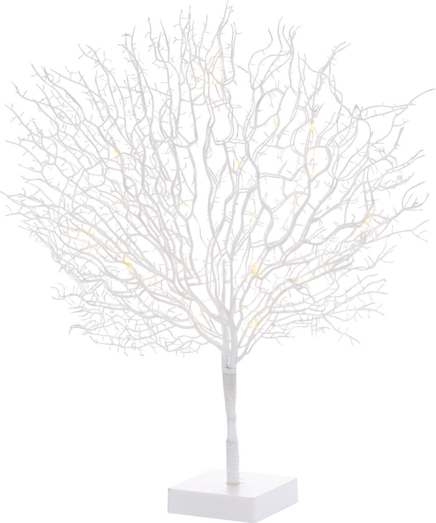 Moderner Lichterbaum mit 25 warmweissen LEDs, 50 cm, weiss