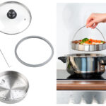 4-teiliges Edelstahl-Dampfgar-Einsatz-Set für Schnellkochtöpfe