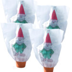 4er-Set Winterschutz-Haube „Gartenzwerg“ für Pflanzen, 110 x 120 cm