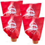 4er-Set Winterschutz-Haube „Weihnachtsmann“ für Pflanzen, 110 x 120 cm