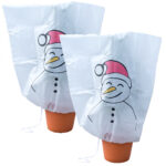 2er-Set Winterschutz-Haube „Schneemann“ für Pflanzen, 110 x 120cm